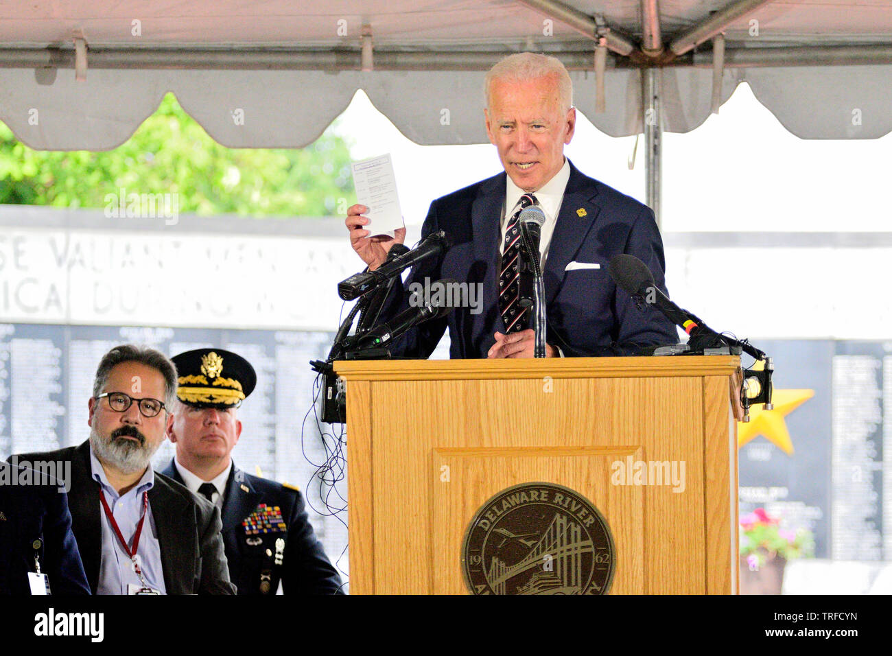 Ex Vice Presidente Joe Biden parla all'annuale Delaware Giorno Memoriale della cerimonia, New Castle, DE Il 30 maggio 2019. Foto Stock