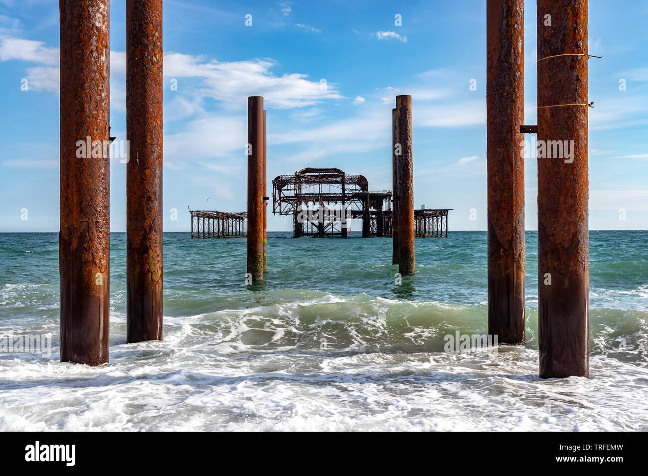 Brighton abbandonato Molo Ovest Foto Stock