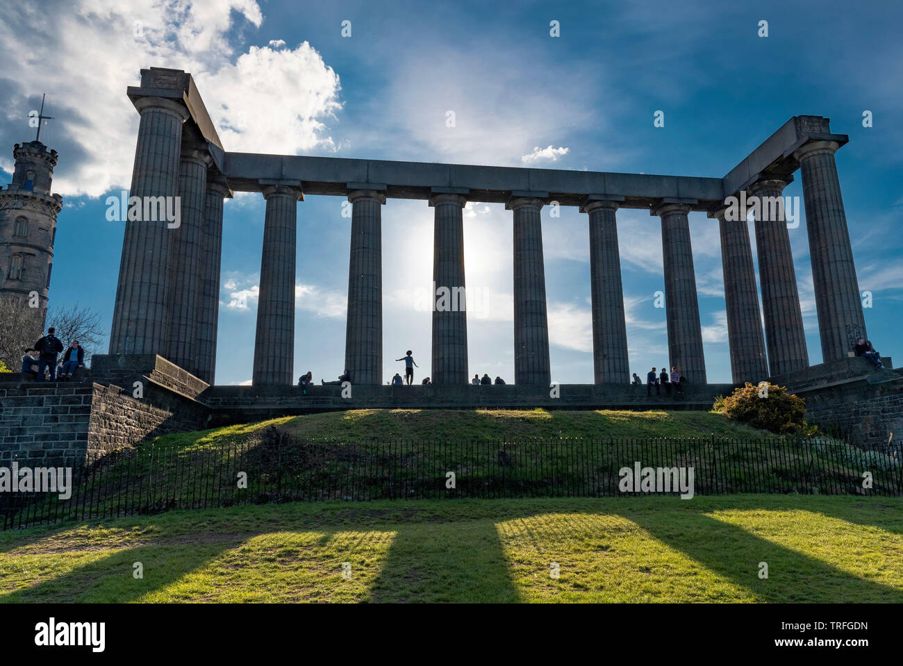 Pilastri del Monumento Nazionale di Scozia, Calton Hill, Edimburgo Foto Stock