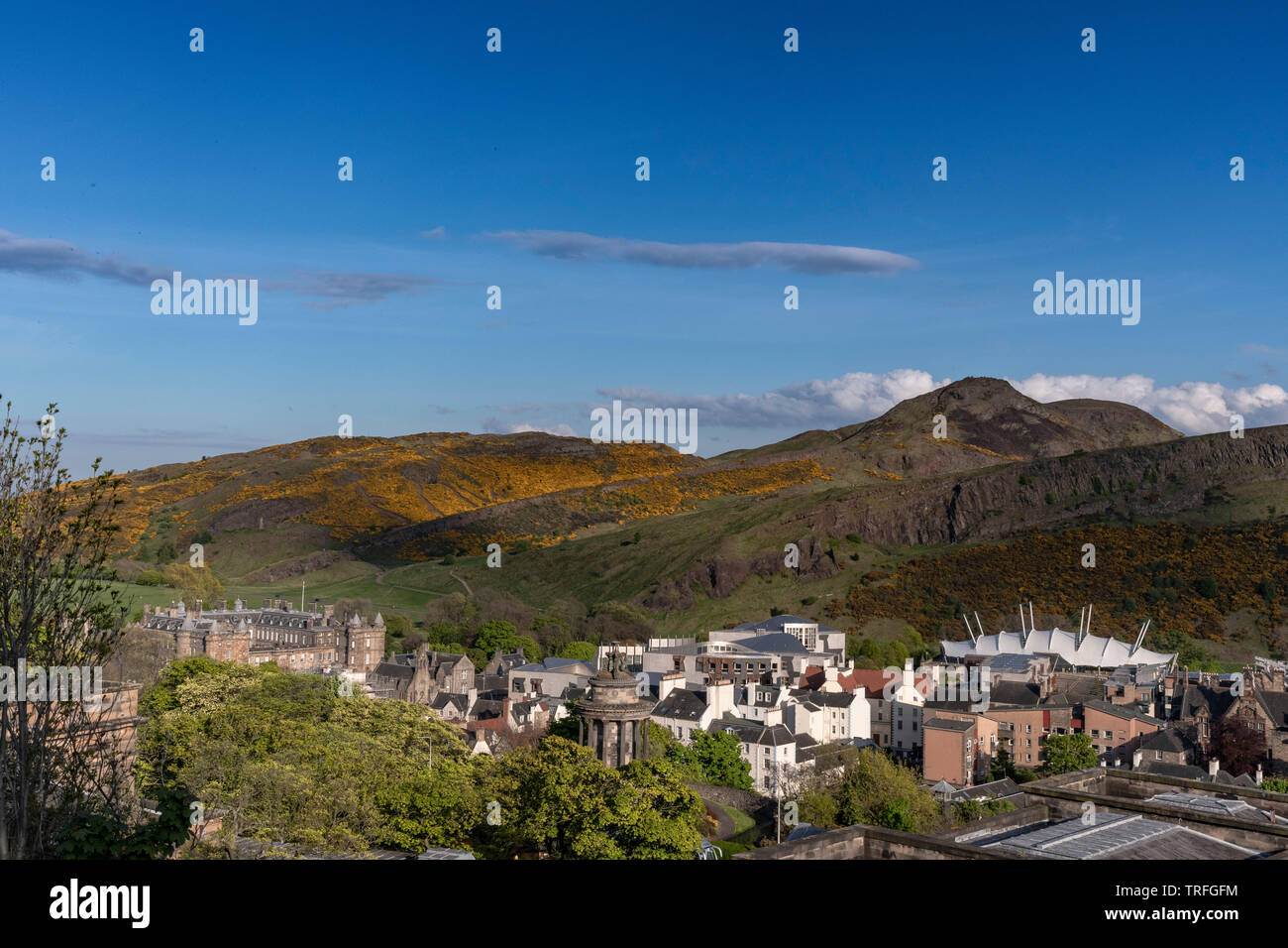 Holyrood Park e Arthur' Seat da Calton Hill, Edimburgo Foto Stock