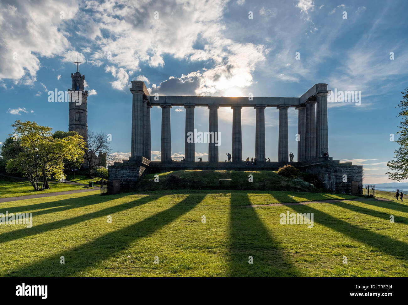 Pilastri del Monumento Nazionale di Scozia, Calton Hill, Edimburgo Foto Stock