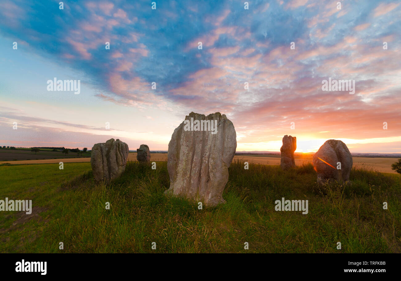 Duddo cerchio di pietra nel nord Northumberland Foto Stock