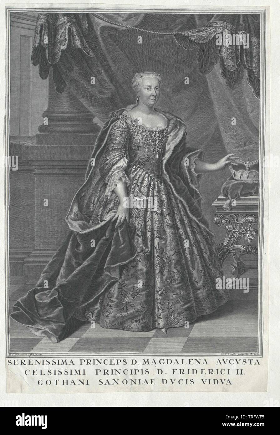 Anhalt-Zerbst, Maddalena Auguste princess, figlia del conte Karl Wilhelm di Anhalt-Zerbst. sposato 1696 06 07 con Federico II, duca di Sax-Gotha (+1732), , Additional-Rights-Clearance-Info-Not-Available Foto Stock