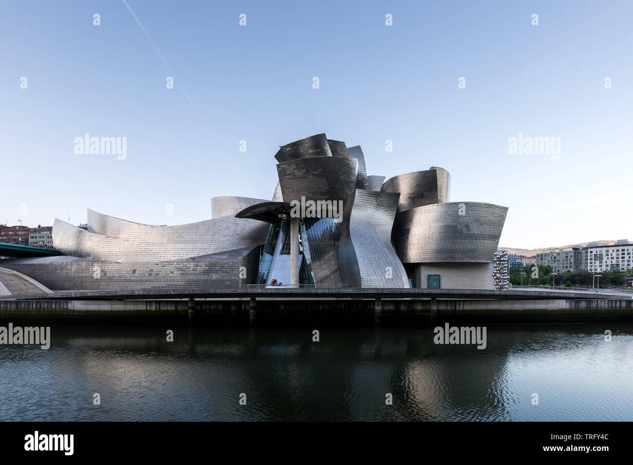 Guggenheim di Bilbao su una mattina tranquilla. Foto Stock