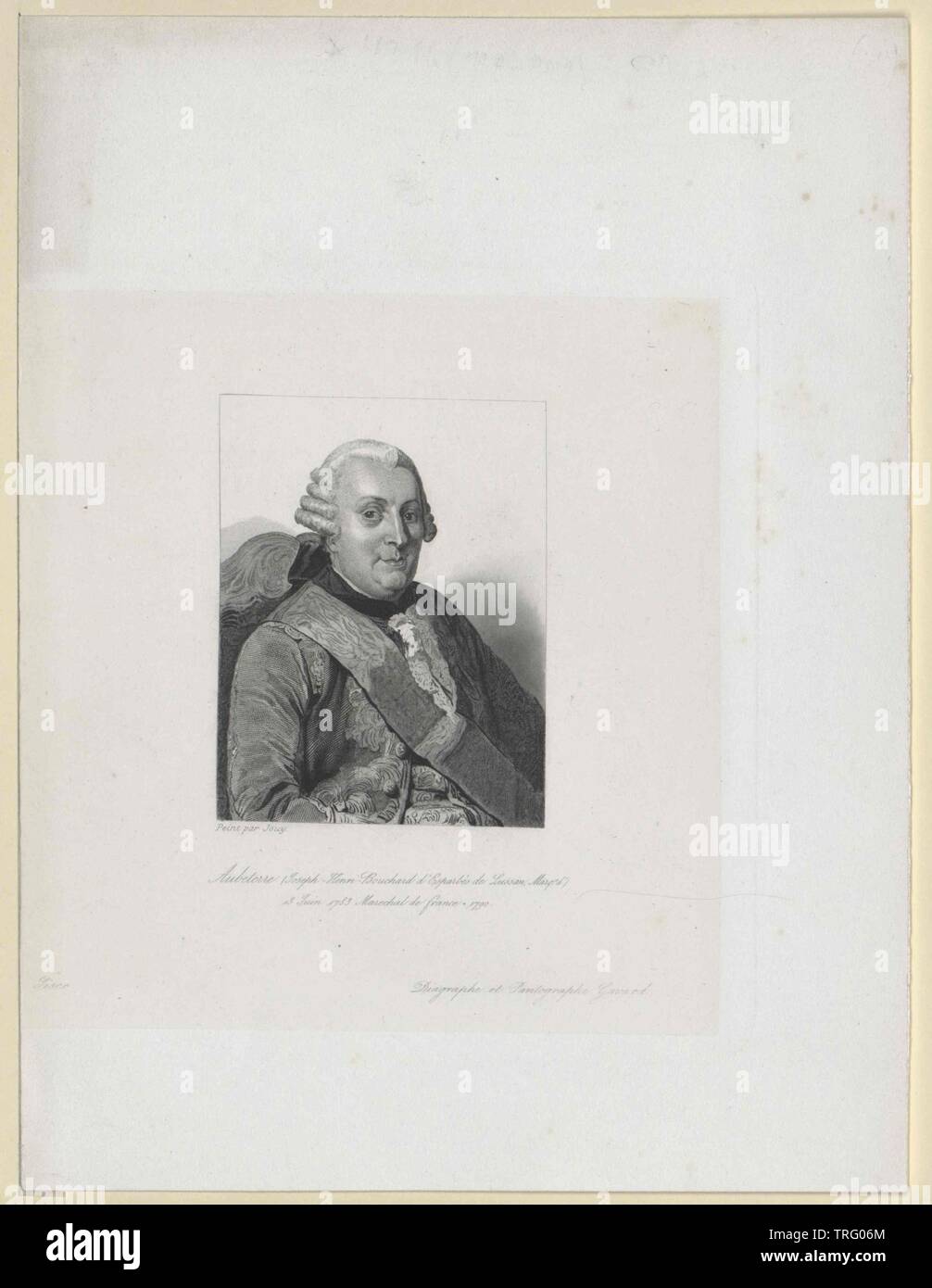 Aubeterre, Henri-Joseph Bouchard d' Esparbes marchese d', il maresciallo di Francia (1783 06 13), il tenente generale. Il ministro a Vienna, Madrid, Roma. comandante in Bretagna, Additional-Rights-Clearance-Info-Not-Available Foto Stock