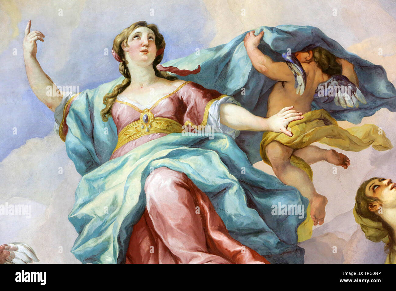 Vergine Maria. Fresque de di Johann Michael Rottmayr sur la coupole de l'Eglise Saint-Charles Borromée. Karlskirche. San Carlo, la Chiesa. Vienne. Foto Stock