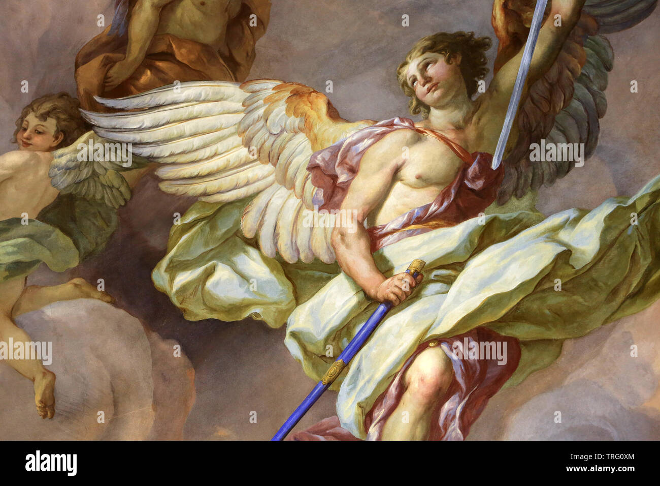 Angeli. Fresque de di Johann Michael Rottmayr sur la coupole de l'Eglise Saint-Charles Borromée. Karlskirche. San Carlo, la Chiesa. Vienne. Foto Stock