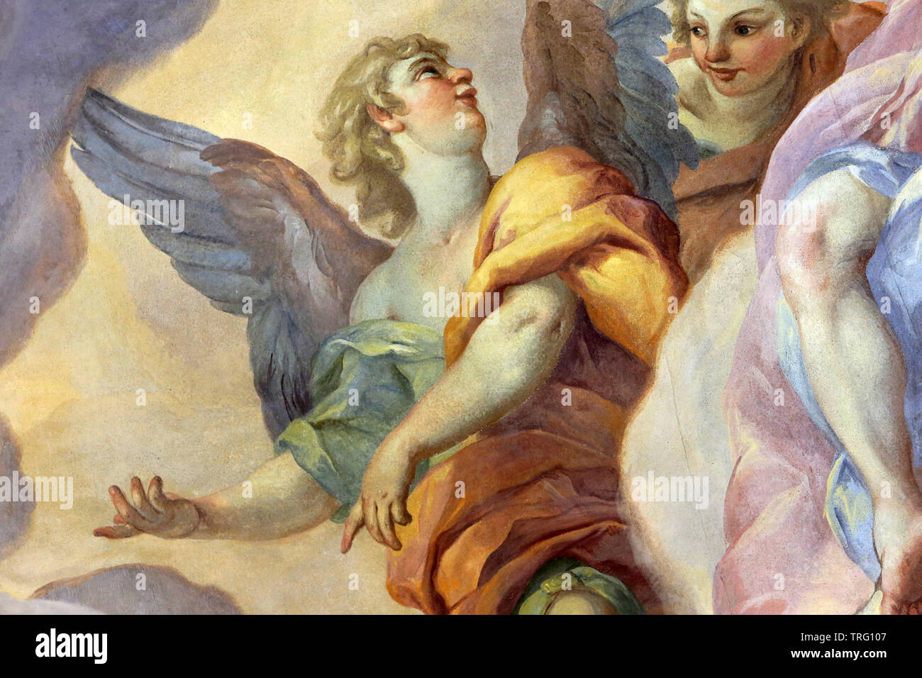 Angeli. Fresque de di Johann Michael Rottmayr sur la coupole de l'Eglise Saint-Charles Borromée. Karlskirche. San Carlo, la Chiesa. Vienne. Foto Stock