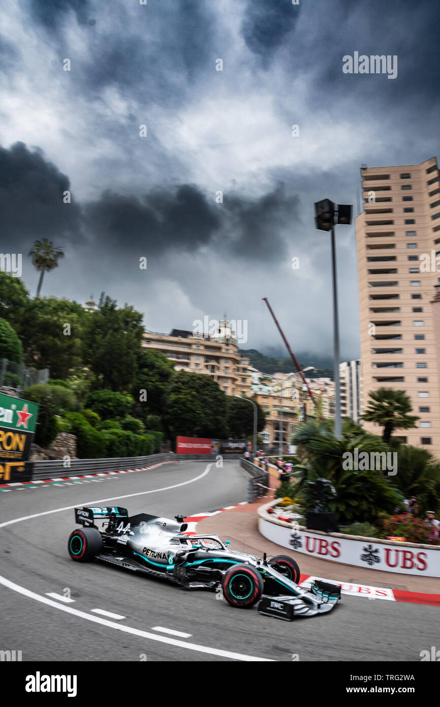 Monte Carlo/Monaco - 23/05/2019 - #44 Lewis Hamilton (GBR, Mercedes, W10) durante la FP2 in vista del 2019 Grand Prix di Monaco Foto Stock