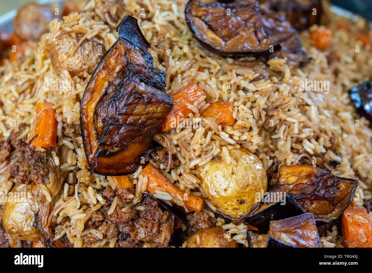 Close up Maqluba piatto arabo Foto Stock