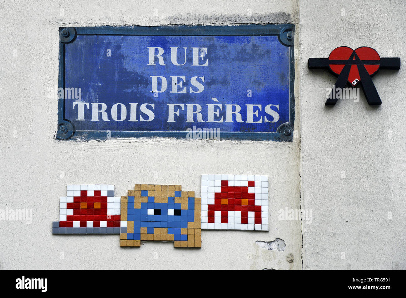 Spazio invasore street art - Montmartre - Parigi - Francia Foto Stock