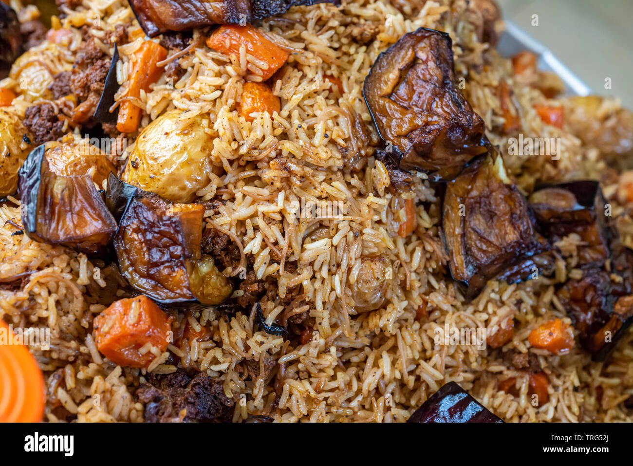 Close up Maqluba piatto arabo Foto Stock