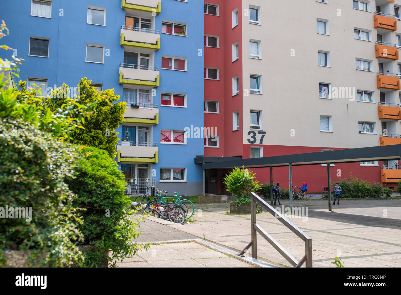 Scatola colorata progetto in Reisholz di Düsseldorf Foto Stock