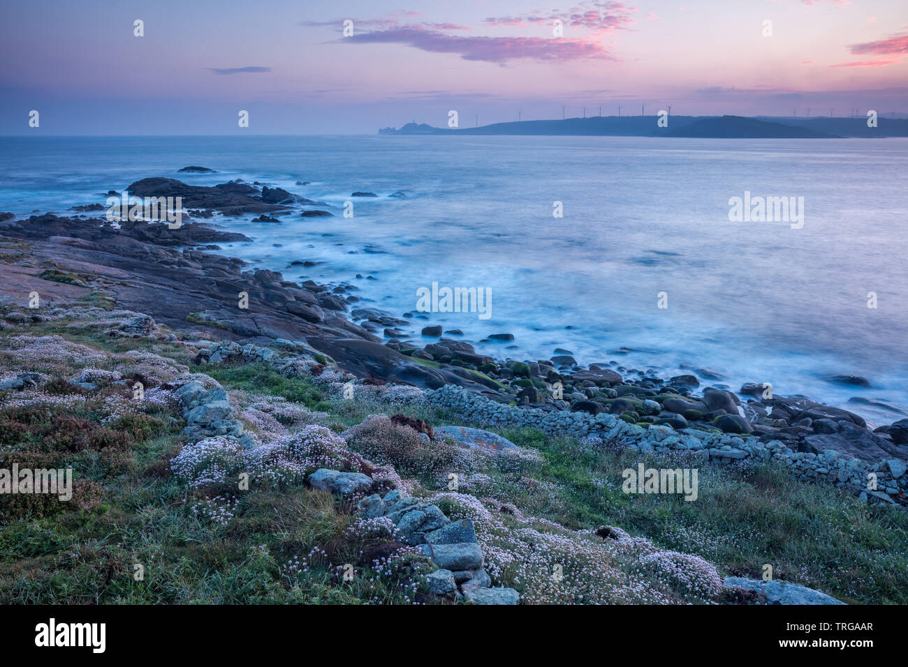 Cabo Vilan da Punta da Muxía, Costa da Morte, Galizia, Spagna Foto Stock