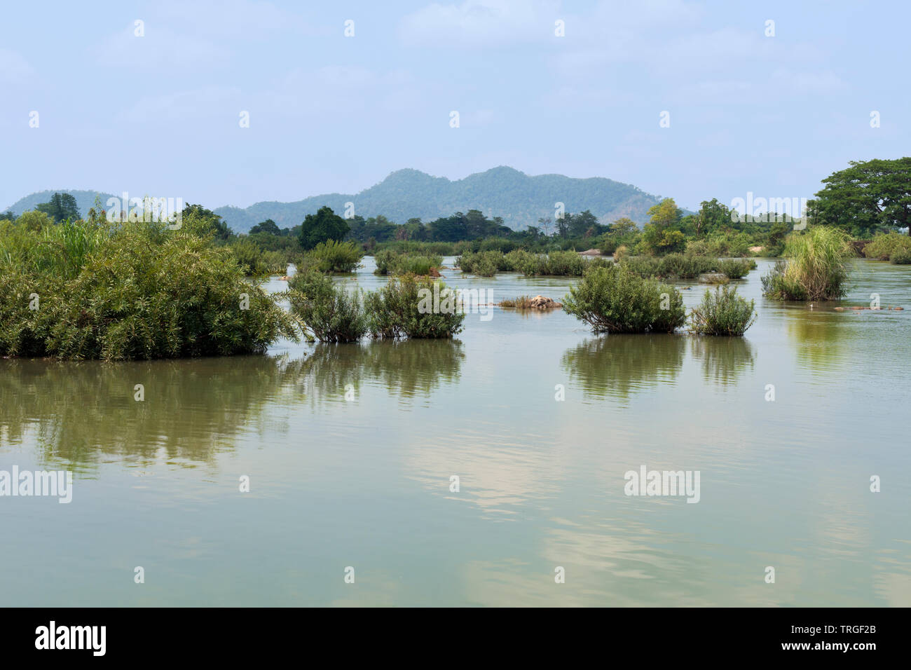 Il fiume Mekong a Don Det, Si Phan Don (quattro mila isole), Provincia Champasak, Laos Foto Stock