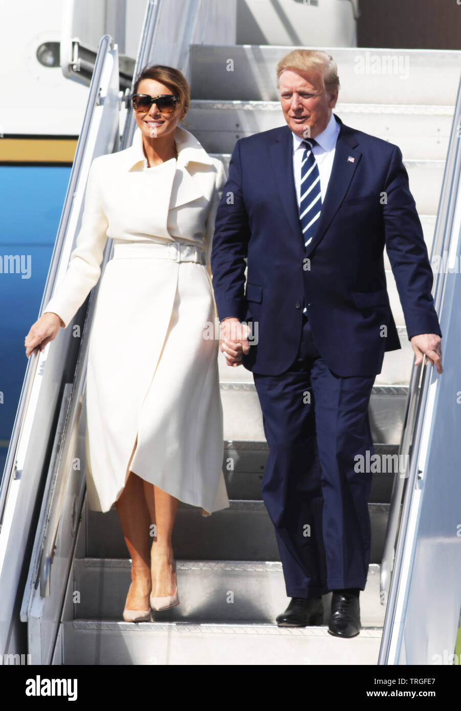 L'aeroporto di Shannon, Irlanda. 05 Giugno, 2019. 5/6/2019. Il Presidente degli Stati Uniti d'America Donald Trump in visita in Irlanda. Nella foto è il Presidente degli Stati Uniti il signor Donald Trump e la First Lady Melania cominthe fase di Airforce uno mentre arrivando all'Aeroporto di Shannon, Irlanda. Foto: Leah Farrell / RollingNews Credito: RollingNews.ie/Alamy Live News Foto Stock