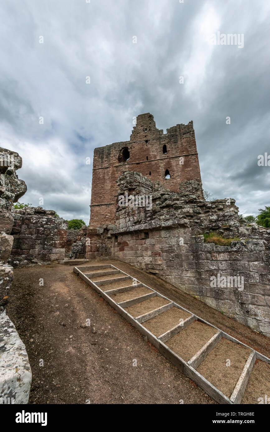 Norham Castle e la zona circostante, Norham, Northumberland Foto Stock