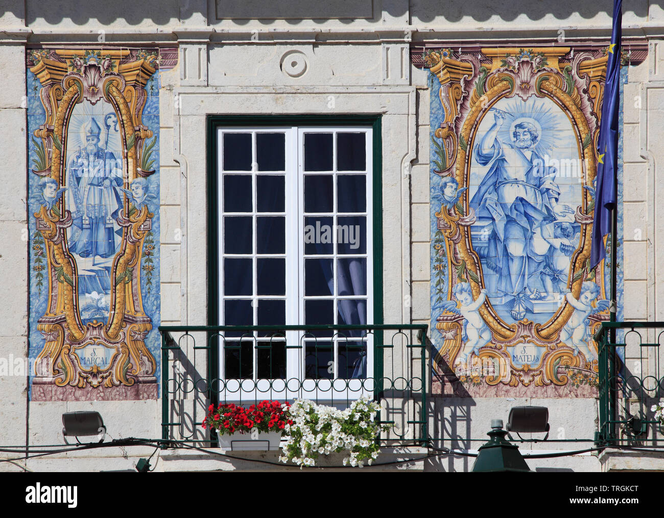 Portogallo Cascais, Municipio azulejos, piastrelle in ceramica, immagini Foto Stock