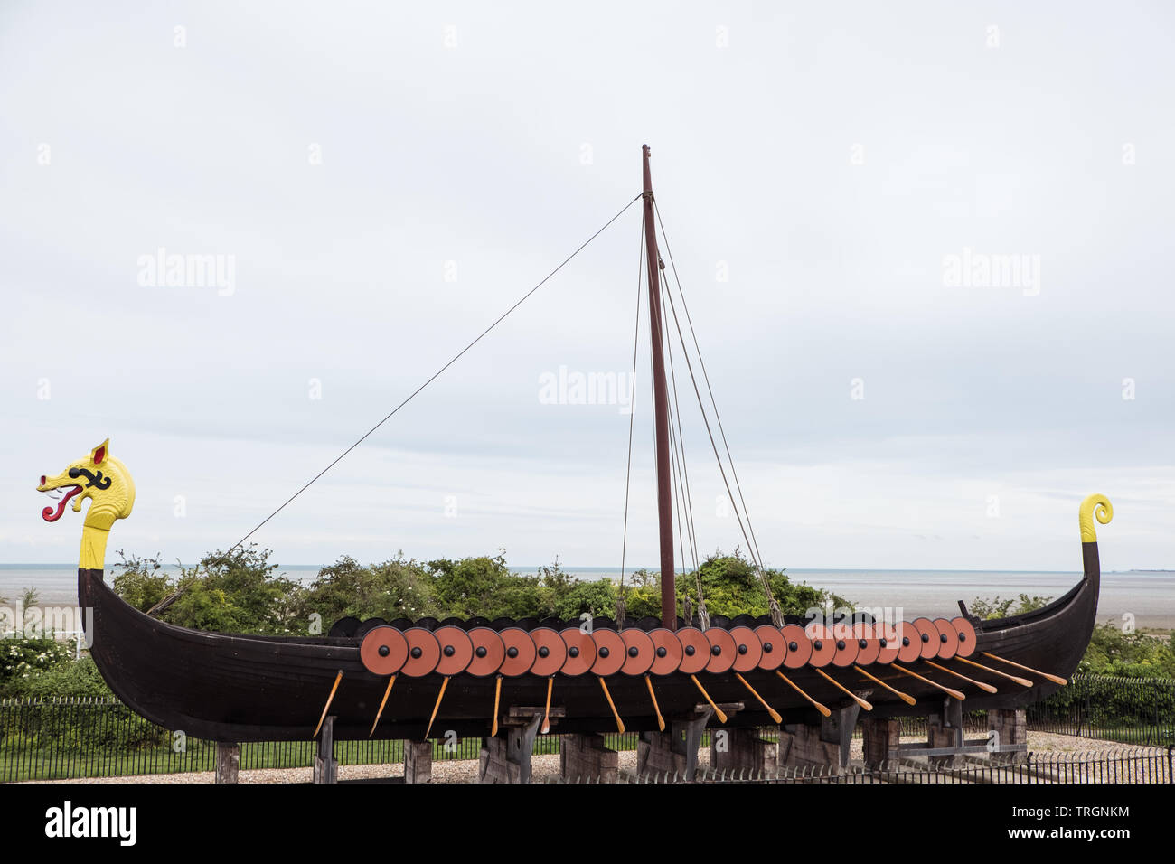 Viking Ship a Cliffsend Foto Stock