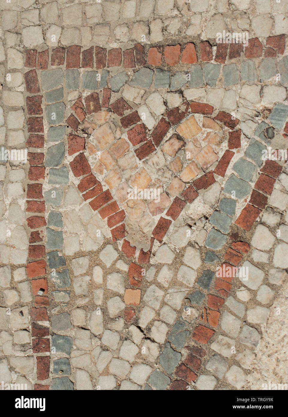 Modello cuore in mosaico antico tilework Foto Stock