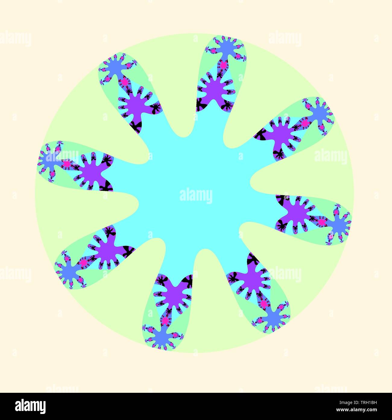 Computer grafica immagine della bellissima e affascinante comportamento frattale di una funzione matematica, iterazione numeri complessi. Foto Stock