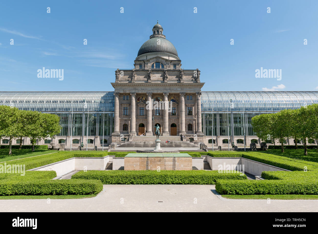 Bayerische Staatskanzlei. Stato di Baviera uffici governativi a Monaco di Baviera, Germania Foto Stock