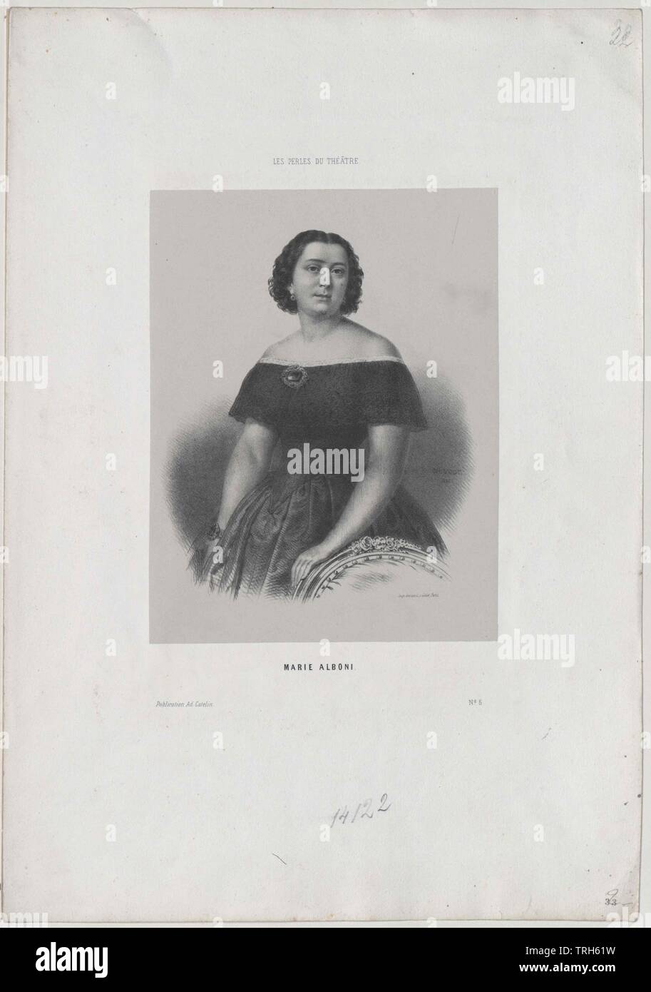Alboni, Marietta, Italiano cantante lirica (alto), membro dell'Opera Viennese 1843-1845, se del parigino opera italiana,del XIX secolo, personalità e celebrità, inoltre, altre persone, a mezza lunghezza e mezza lunghezza, donna donne, femmina, cantante lirica, cantanti lirici, Stati membri, opera lirica, Additional-Rights-Clearance-Info-Not-Available Foto Stock