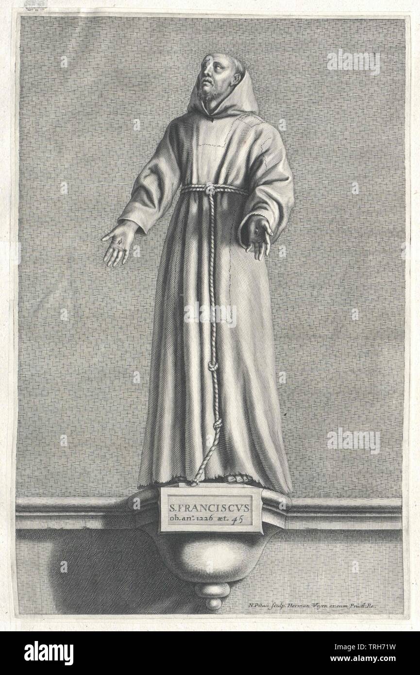 San Francesco di Assisi, san,ecclesiastico, cappellano, cappellani, monastero, monasteri, monaco, monaci, ordine, persone, a piena lunghezza e piena lunghezza, Uomo, uomini, maschio, Manly, saint santificate, santi, Additional-Rights-Clearance-Info-Not-Available Foto Stock