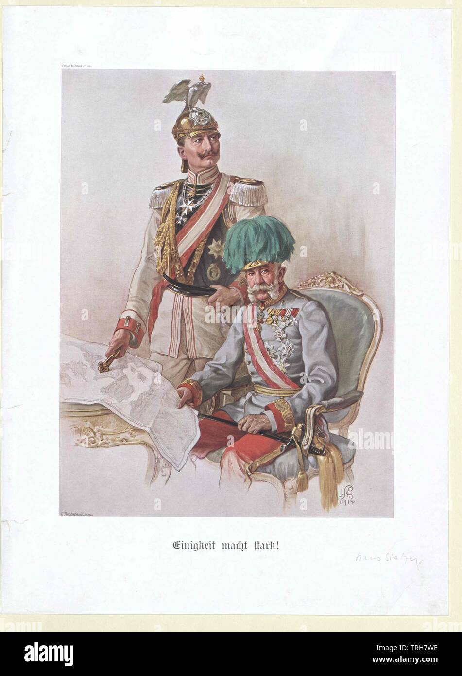 Guglielmo II, Imperatore di Germania e re di Prussia, l'Imperatore Franz Joseph I di Austria-Ungheria, 1914, Additional-Rights-Clearance-Info-Not-Available Foto Stock