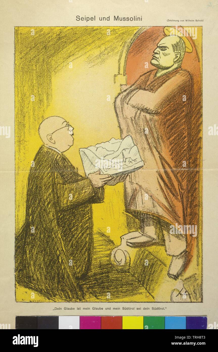 Ignazio Seipel e Benito Mussolini, disegno di Wilhelm Schulz, Additional-Rights-Clearance-Info-Not-Available Foto Stock