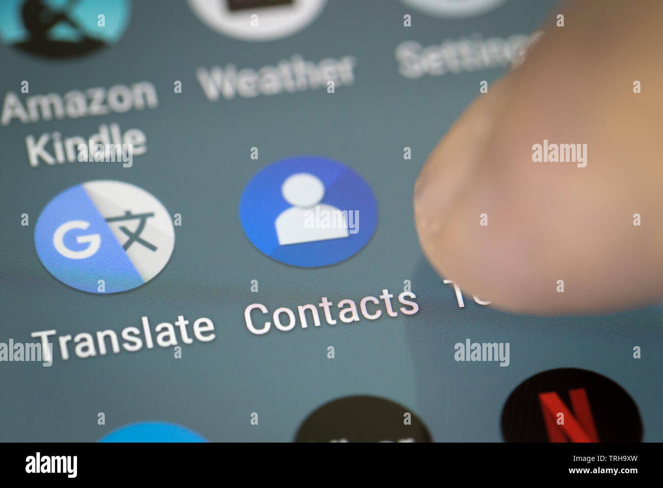 Logo Contatti icona sullo schermo di cellulare Foto Stock