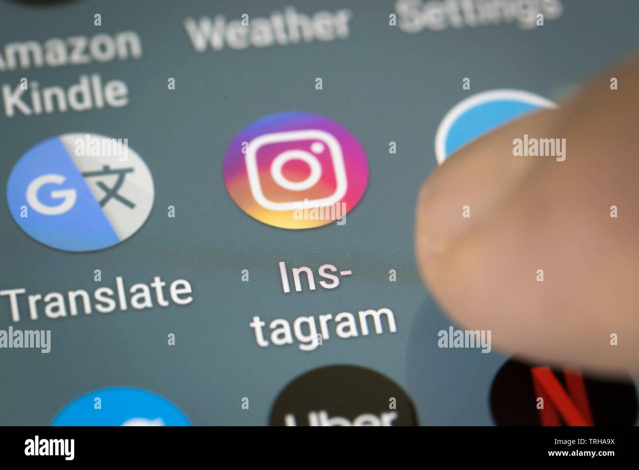 Instagram icona logo su schermo di cellulare Foto Stock