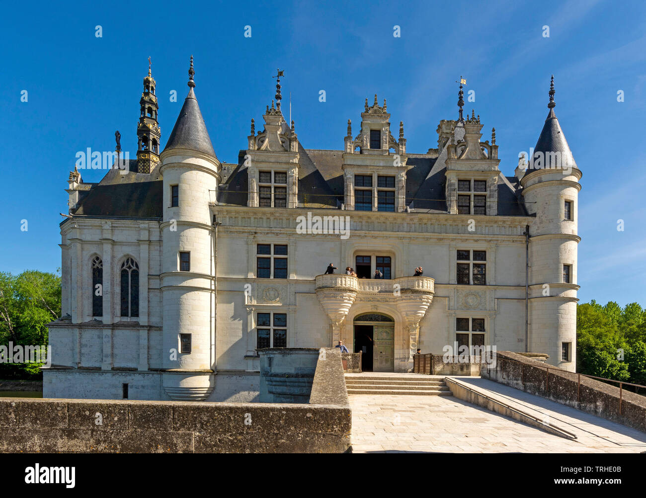 Castello di Chenonceau che attraversano il fiume Cher, Valle della Loira, Indre et Loire department, Center-Val de Loire, Francia Foto Stock