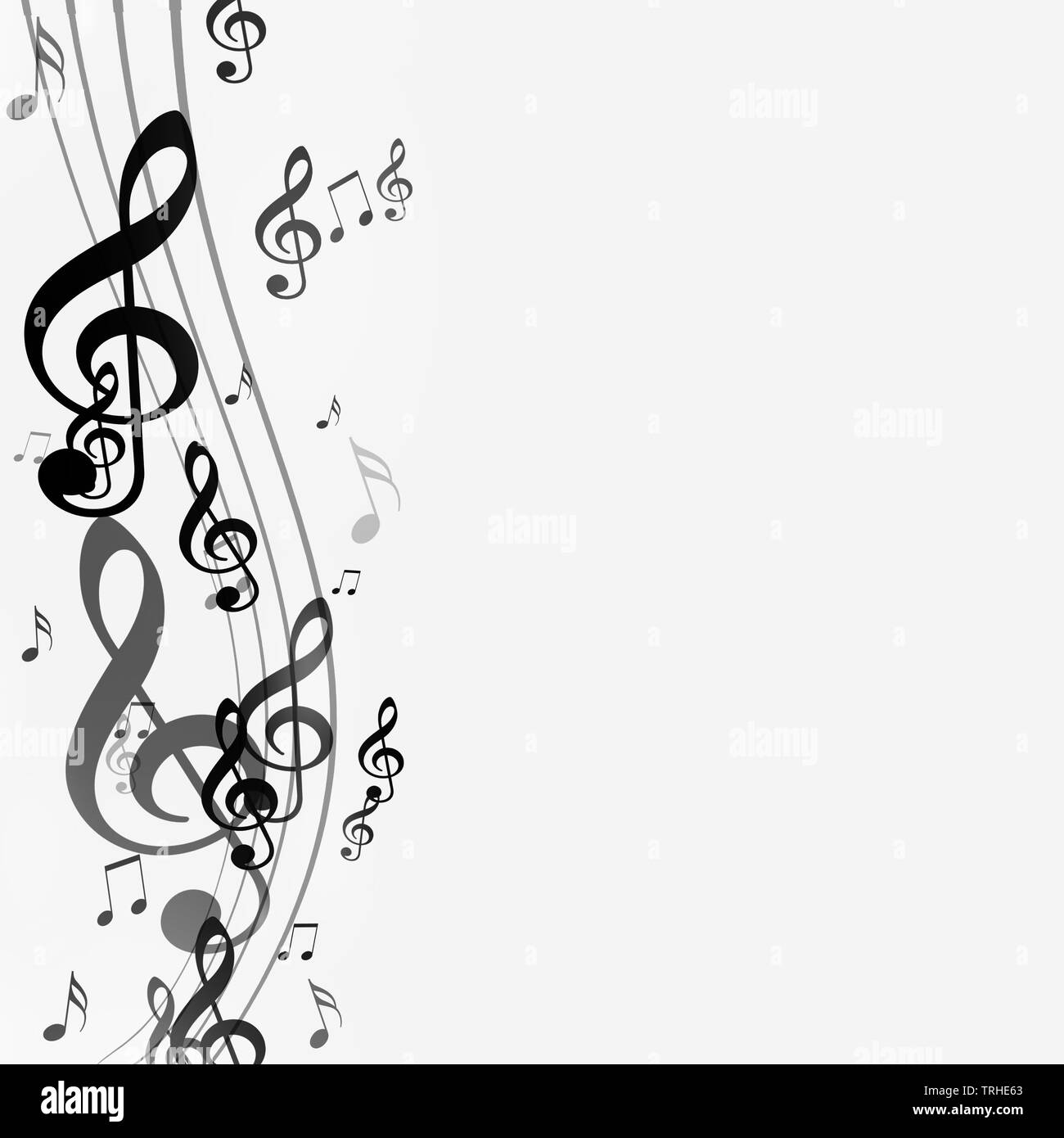 Musica in bianco sullo sfondo nero con note musicali Foto stock - Alamy