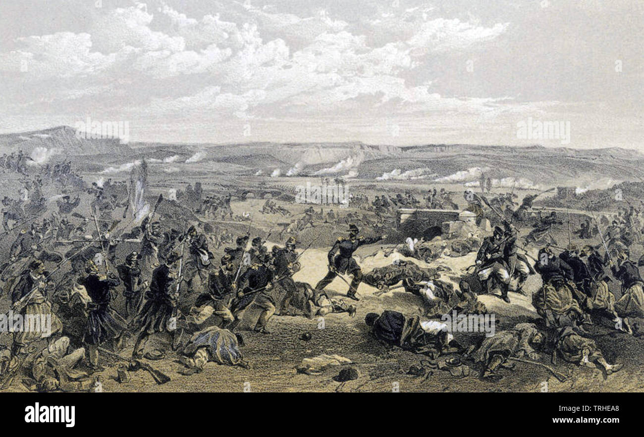 Guerra di Crimea : Battaglia di CHERNAYA, 16 Agosto,1855. Foto Stock