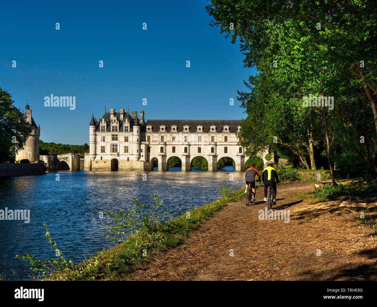 Castello di Chenonceau che attraversano il fiume Cher, Valle della Loira, Indre et Loire department, Center-Val de Loire, Francia Foto Stock