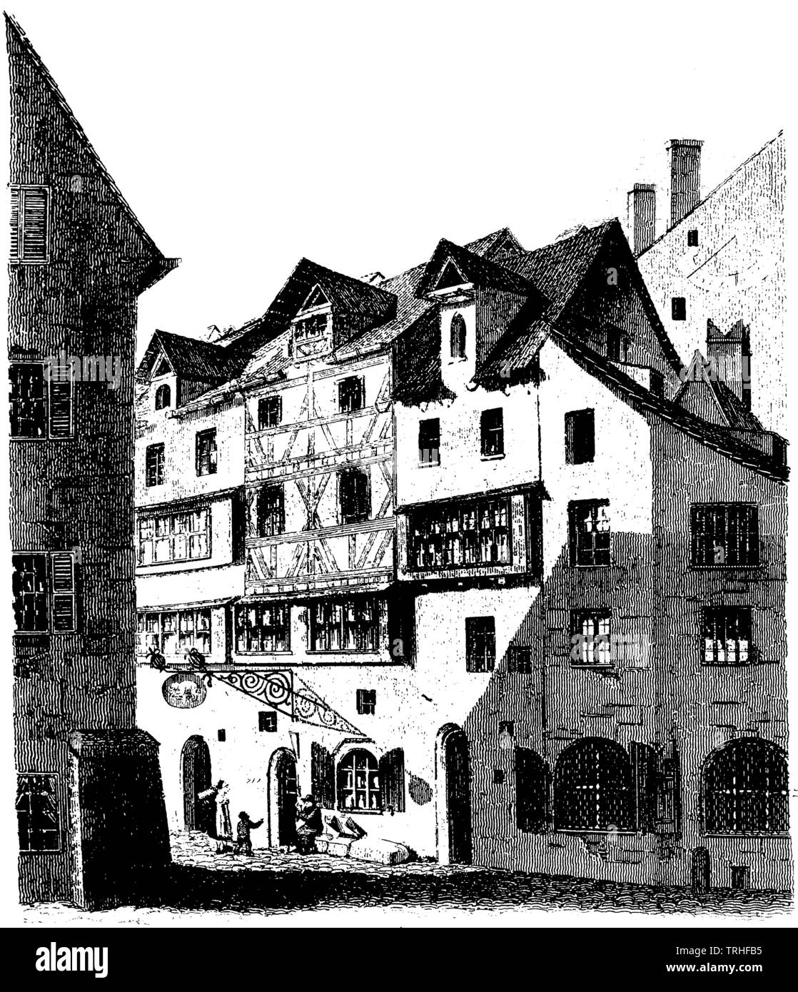 Townhouse in Norimberga (XVI secolo), , (storia culturale libro, 1875) Foto Stock