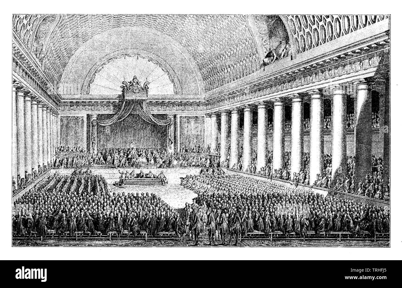 Apertura della Imperial sorge a Versailles il 5 maggio 1789. Dopo una incisione contemporanea di J. M. Moreau, , (libro di storia, 1899) Foto Stock