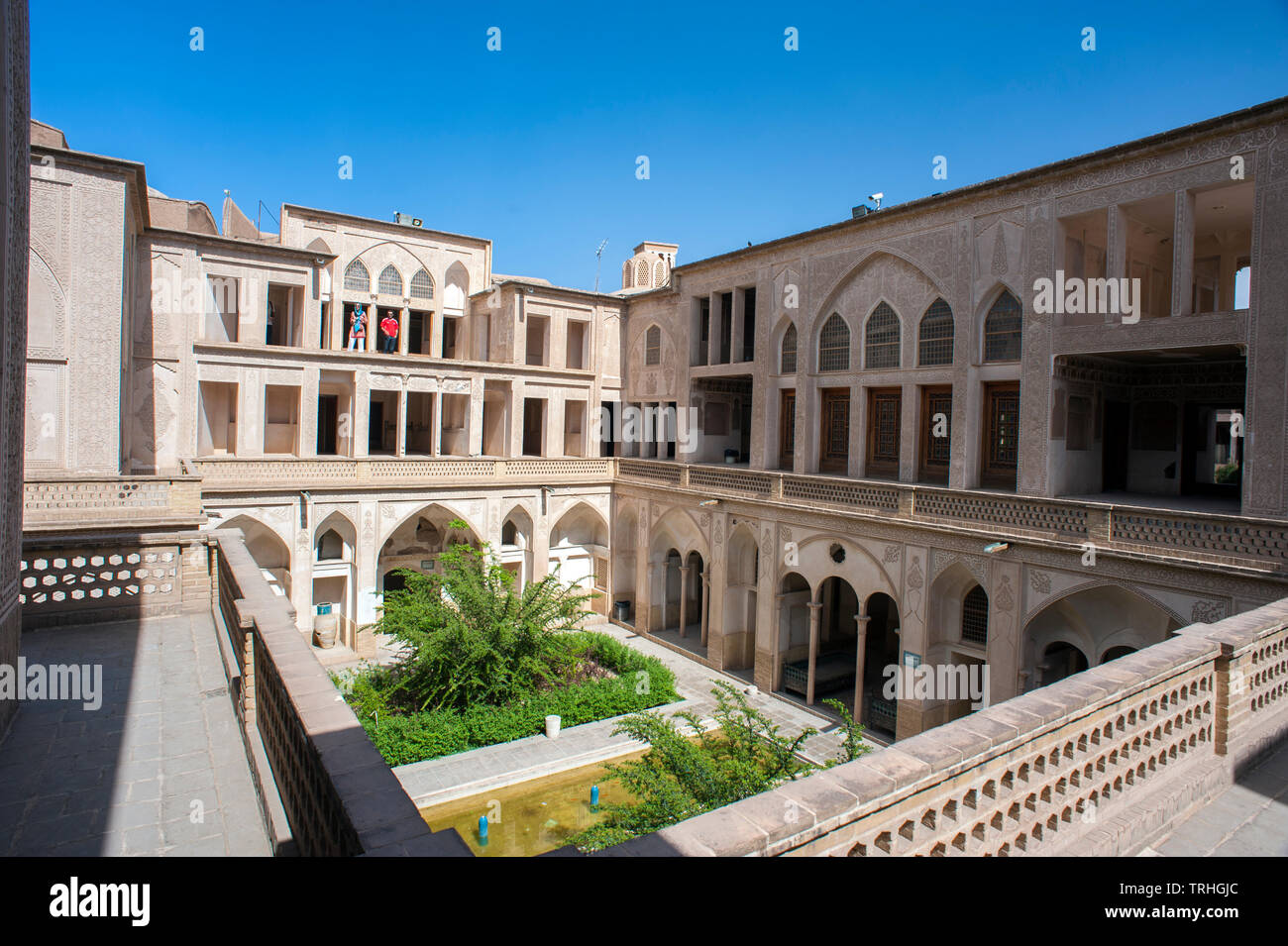 Casa Abbasian, un ex merchant house nella città vecchia di Kashan, Iran. La casa è ora aperto come attrazione turistica. Foto Stock