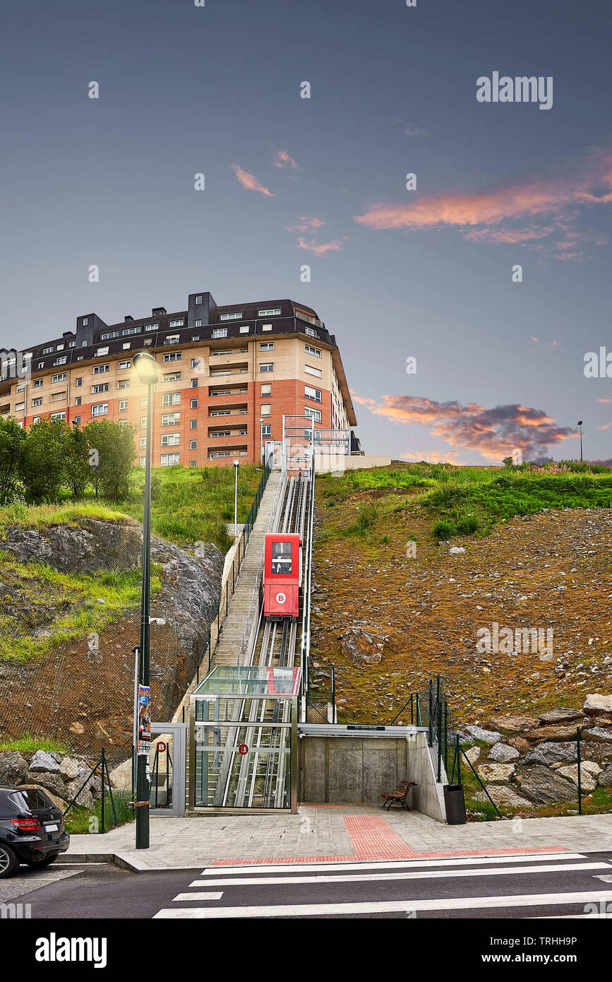 La funicolare en Miribilla, Bilbao, Biscaglia, Paese Basco, Euskadi, Euskal Herria, Spagna, Europa Foto Stock