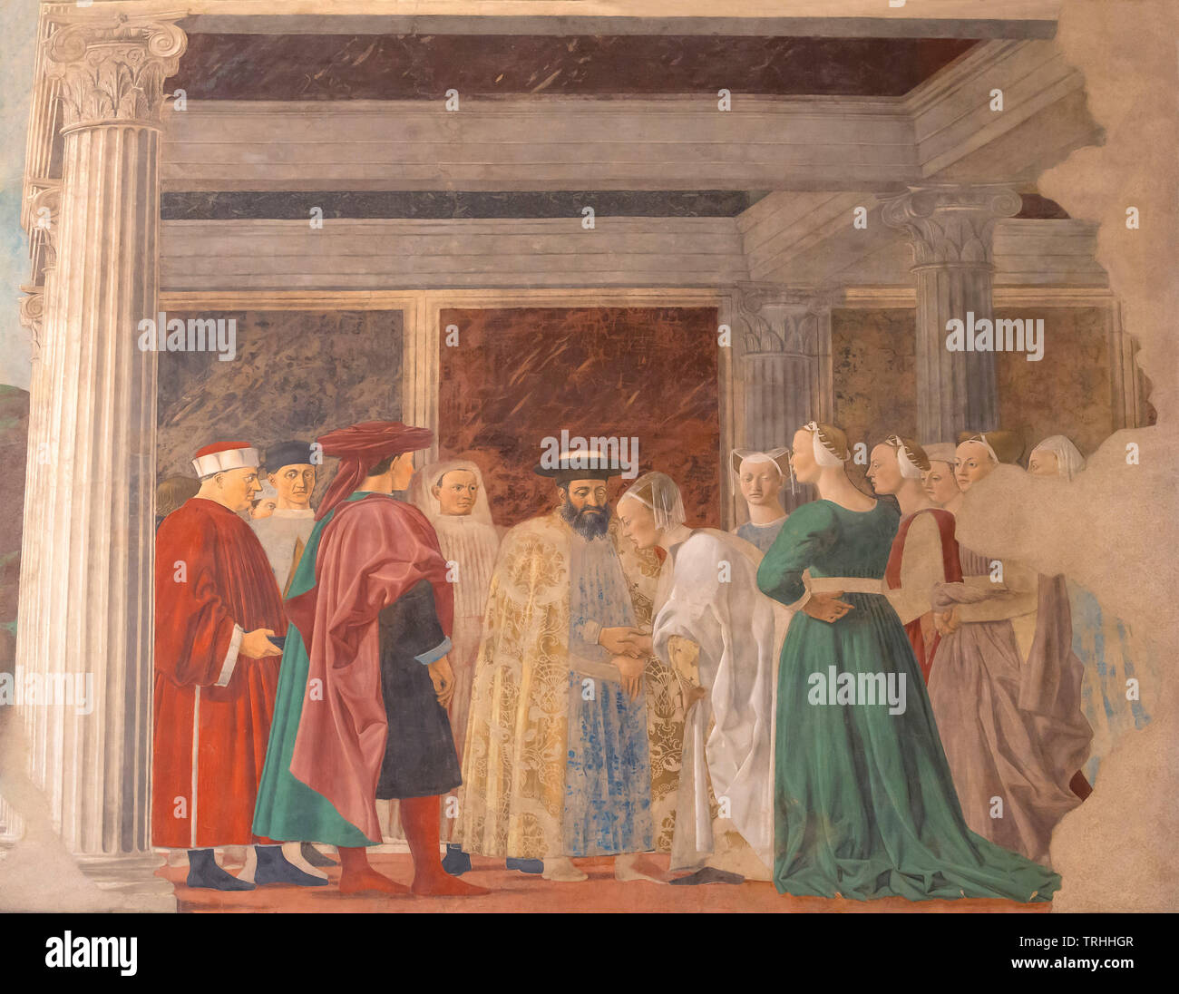 Riunione del re Salomone e della regina di Saba, la Leggenda della Vera  Croce, ciclo di affreschi di Piero della Francesca, Cappella Bacci,  Cappella Bacci, Cappella Foto stock - Alamy