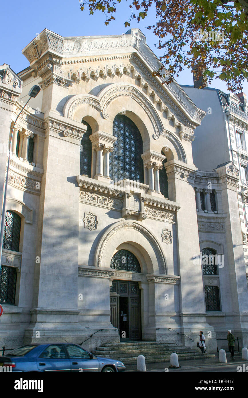 Chiesa protestante, Quai Augagneur, Lione, Francia Foto Stock