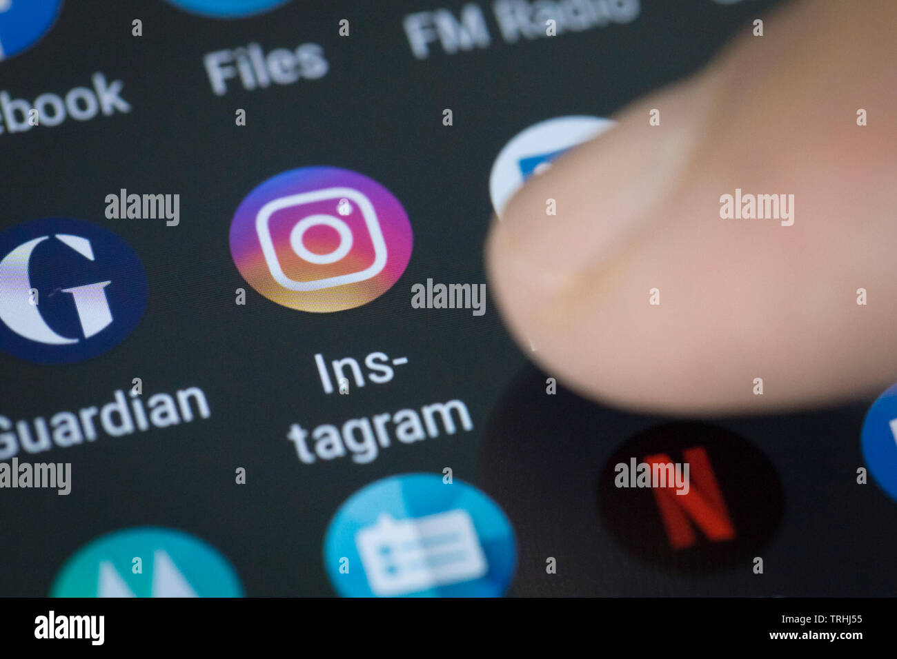 Instagram icona logo su schermo di cellulare Foto Stock