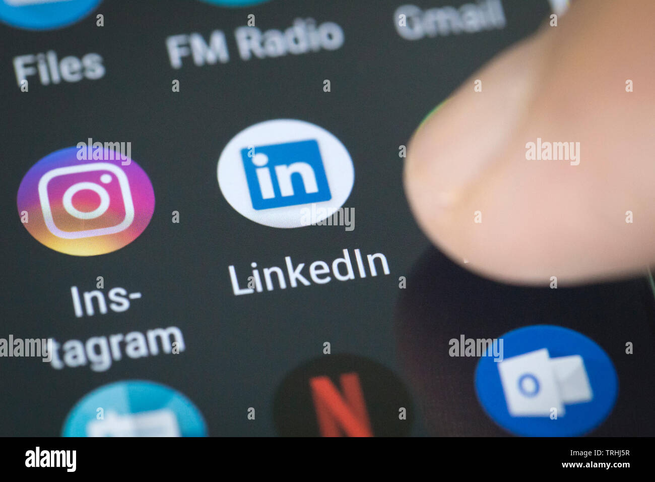 Linkedin logo sulla schermata Telefono Foto Stock