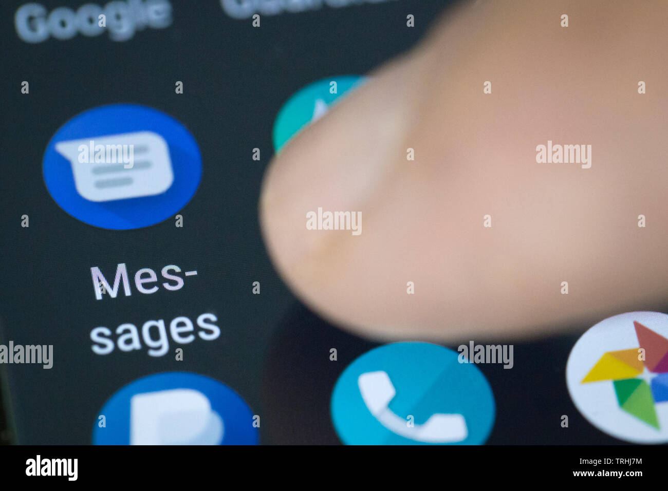 Messaggi icona logo su schermo di cellulare Foto Stock