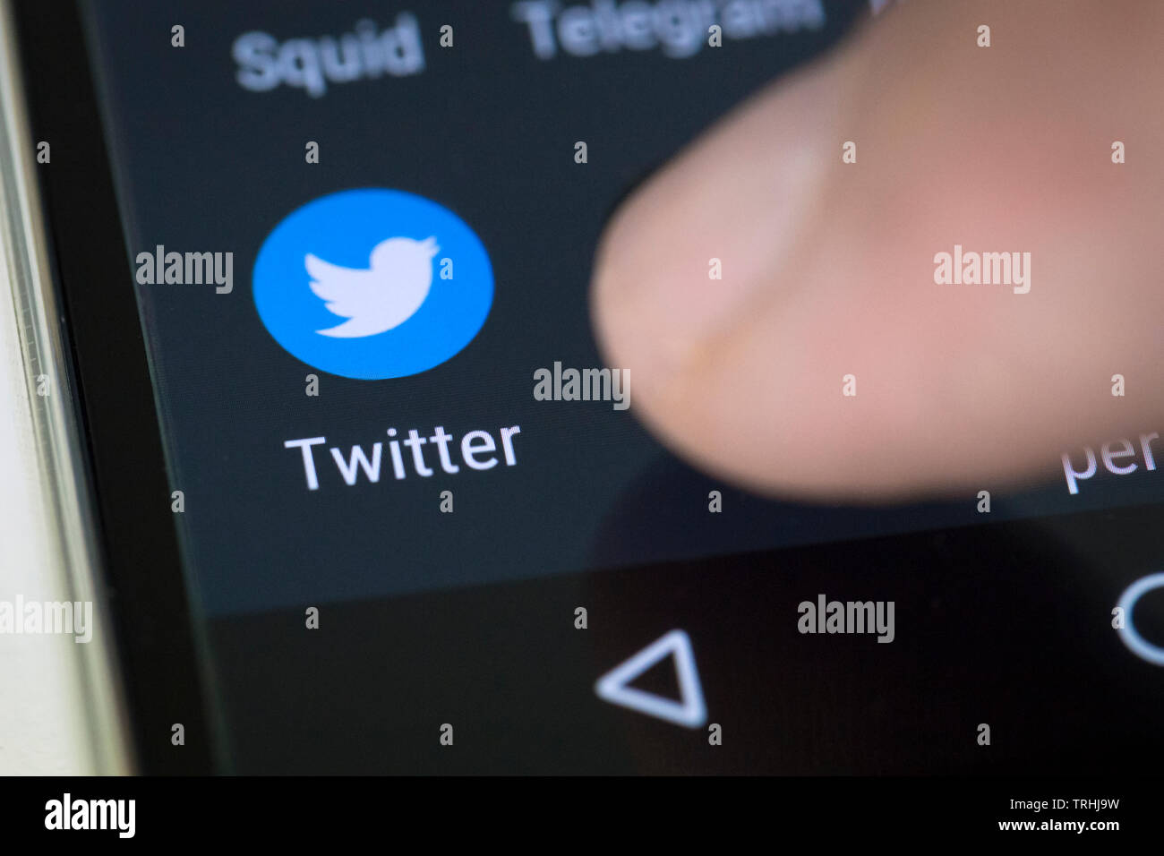Logo Twitter icona sullo schermo di cellulare Foto Stock