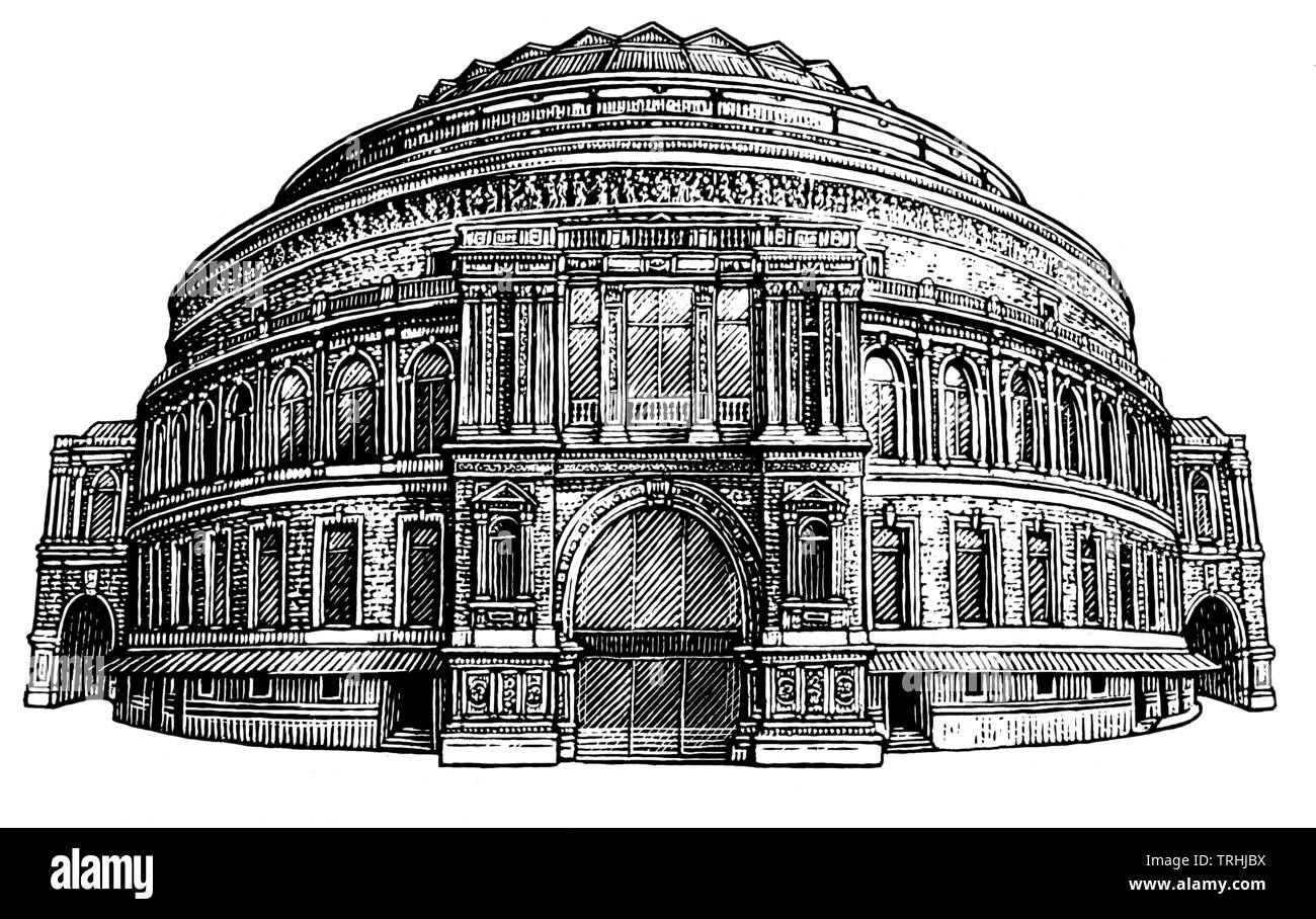 La facciata della Royal Albert Hall di Londra, Inghilterra, Regno Unito Foto Stock