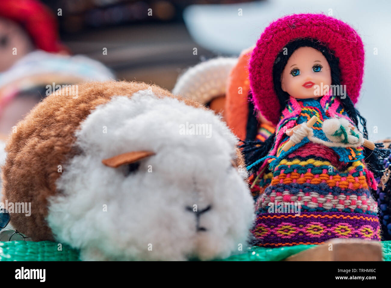 Artigianato andine cavia e doll - Cajamarca Perù Foto Stock