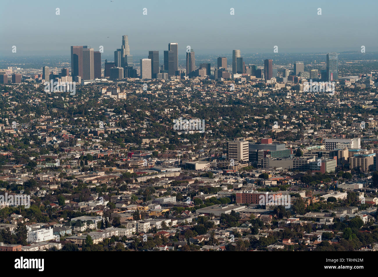 Una vista della città di Los Angeles dall'Osservatorio Griffith. in Los Feliz. Foto Stock