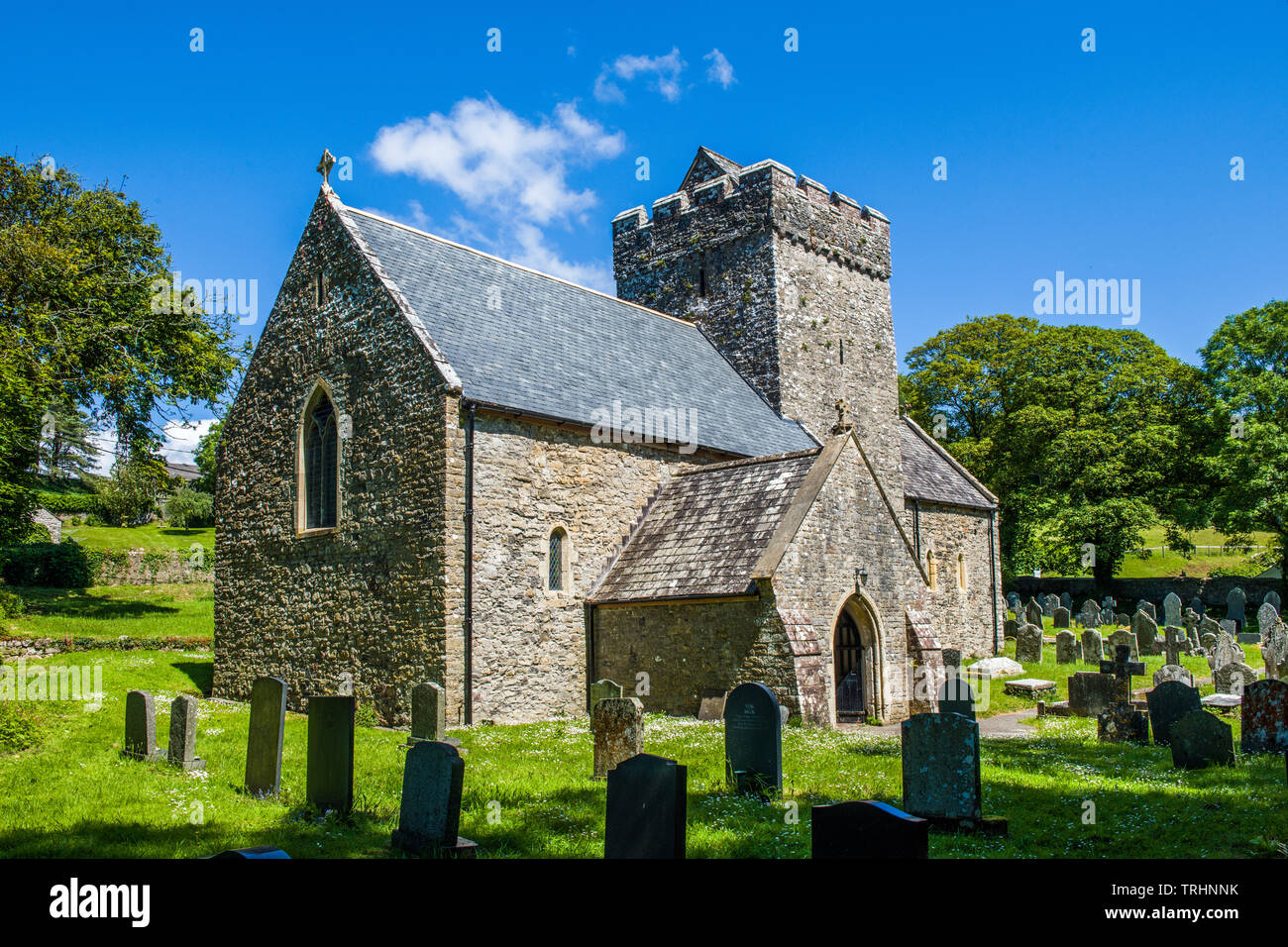 San Cadoc la Chiesa a Cheriton sulla Penisola di Gower, Galles del Sud Foto Stock